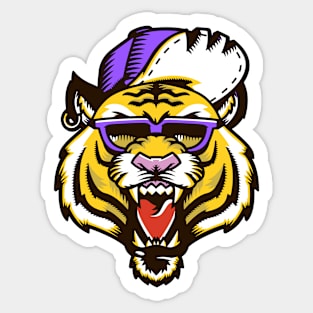 Rad 90s Tiger Head Cartoon Sticker